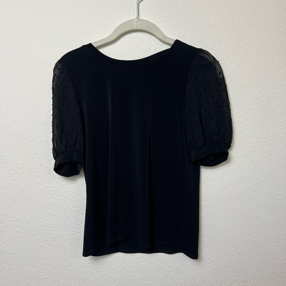 Black Work Blouse with Mesh Sleeves